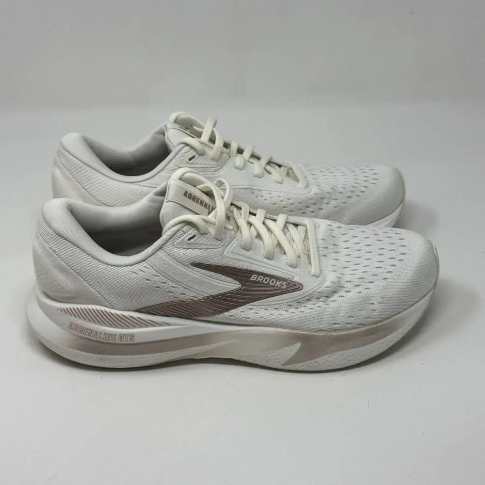 Brooks Adrenaline GTS 24 Shoes Womens 9.5 White Rose Gold Running Sneakers